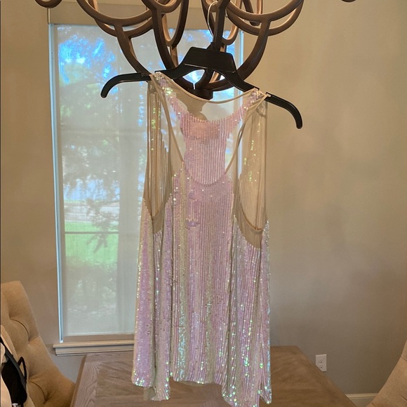 Nicole Miller Pink and Gold Sequin Tank Top - Picture 2 of 5